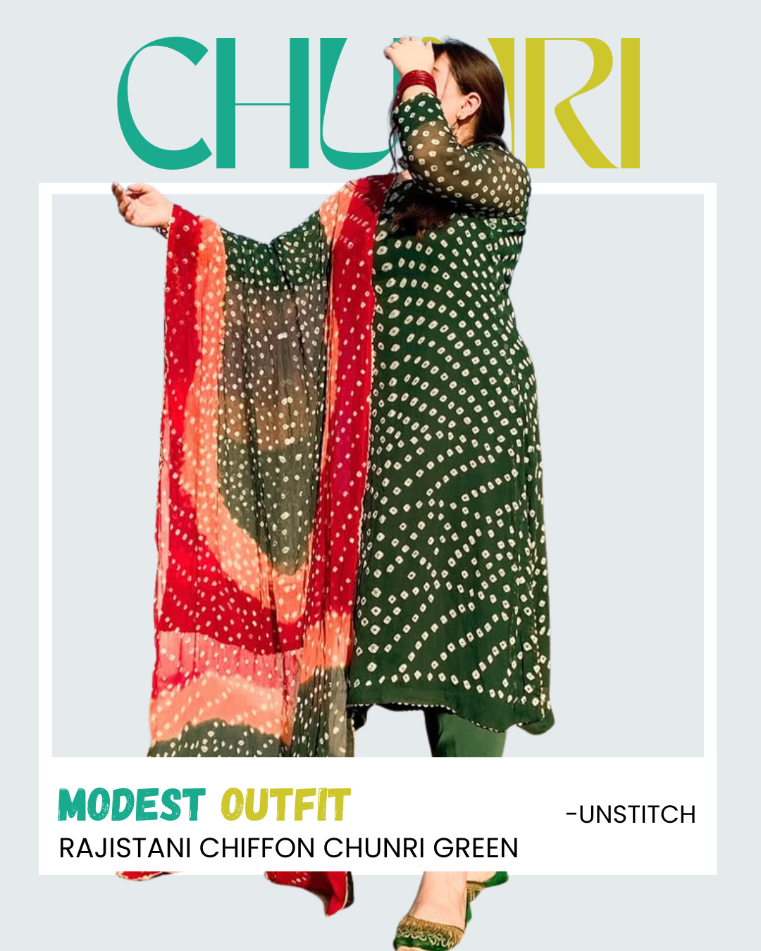 Rasjistani Chunri Chiffon Green Colour