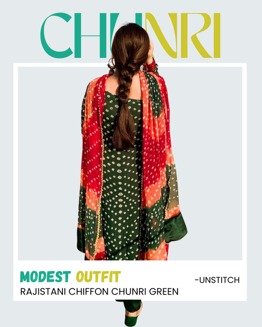 Rasjistani Chunri Chiffon Green Colour