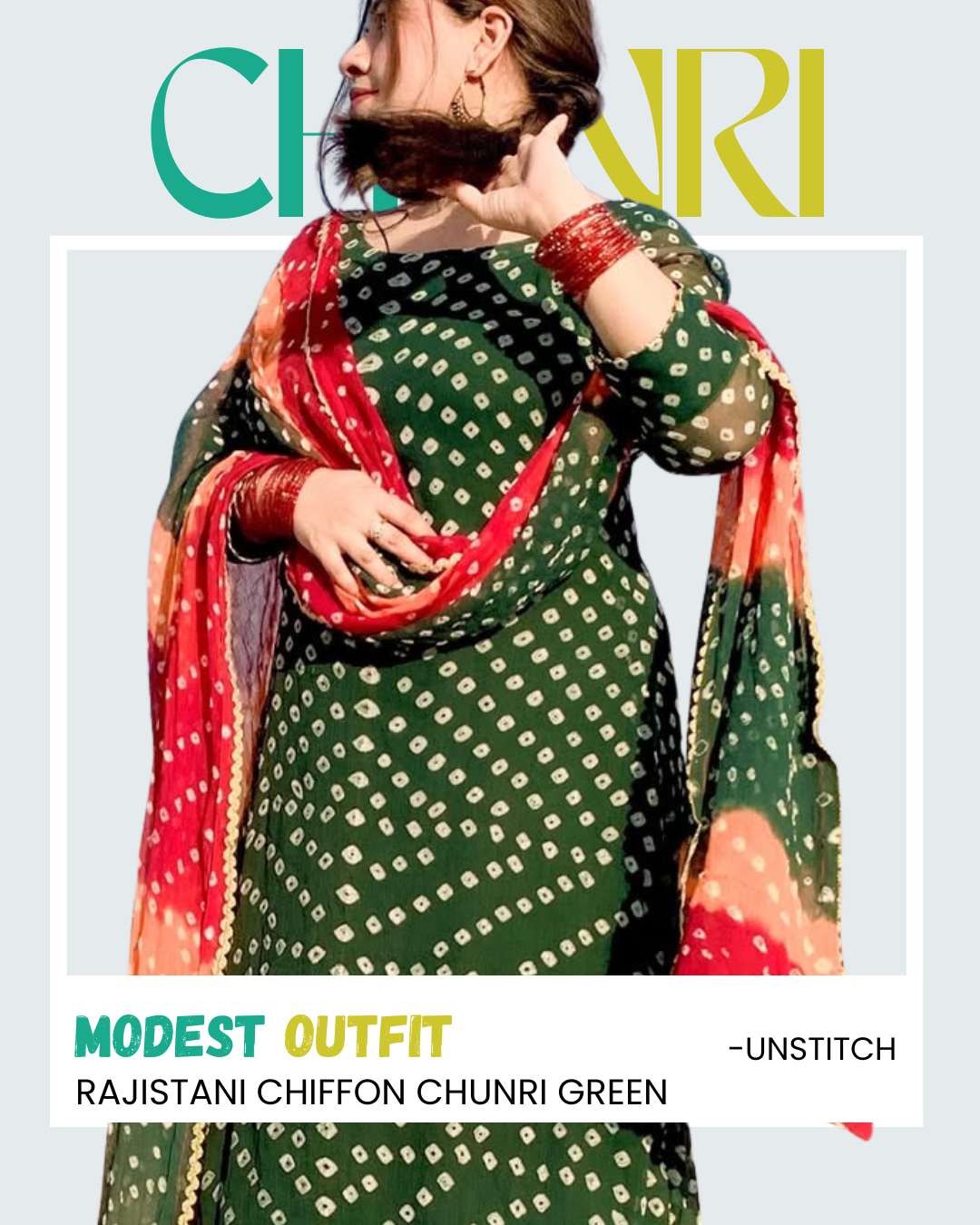 🌸 Handmade Chiffon Chunri Collection – 3 Piece Suit Red Colour 🌸