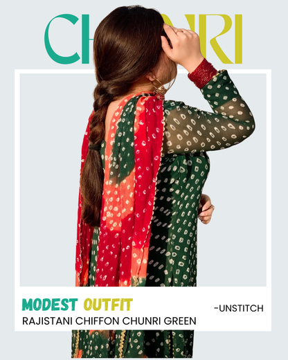 Rasjistani Chunri Chiffon Green Colour