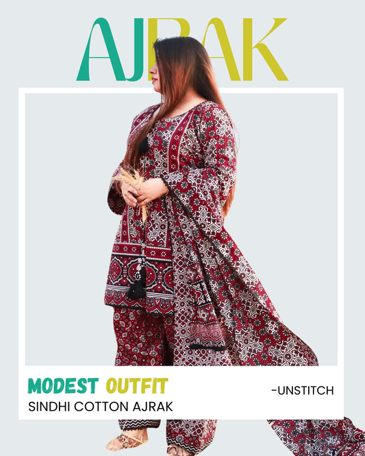 3 piece Sindhi Ajrak / Radish Mehron