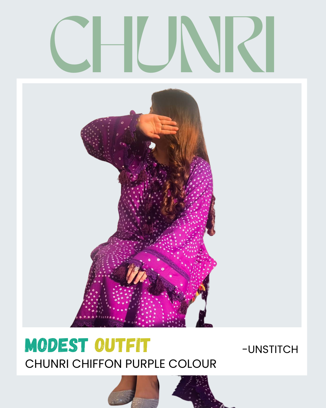 🌸 Handmade Chiffon Chunri Collection – 3 Piece Suit Red Colour 🌸