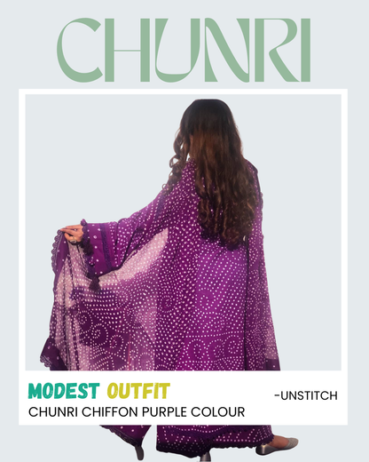 🌸 Handmade Chiffon Chunri Collection – 3 Piece Suit Red Colour 🌸