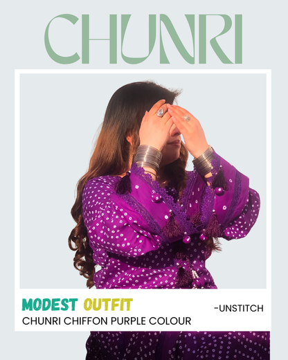 🌸 Handmade Chiffon Chunri Collection – 3 Piece Suit Red Colour 🌸