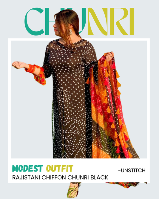 Rajistani Chunri Chiffon Black Colour