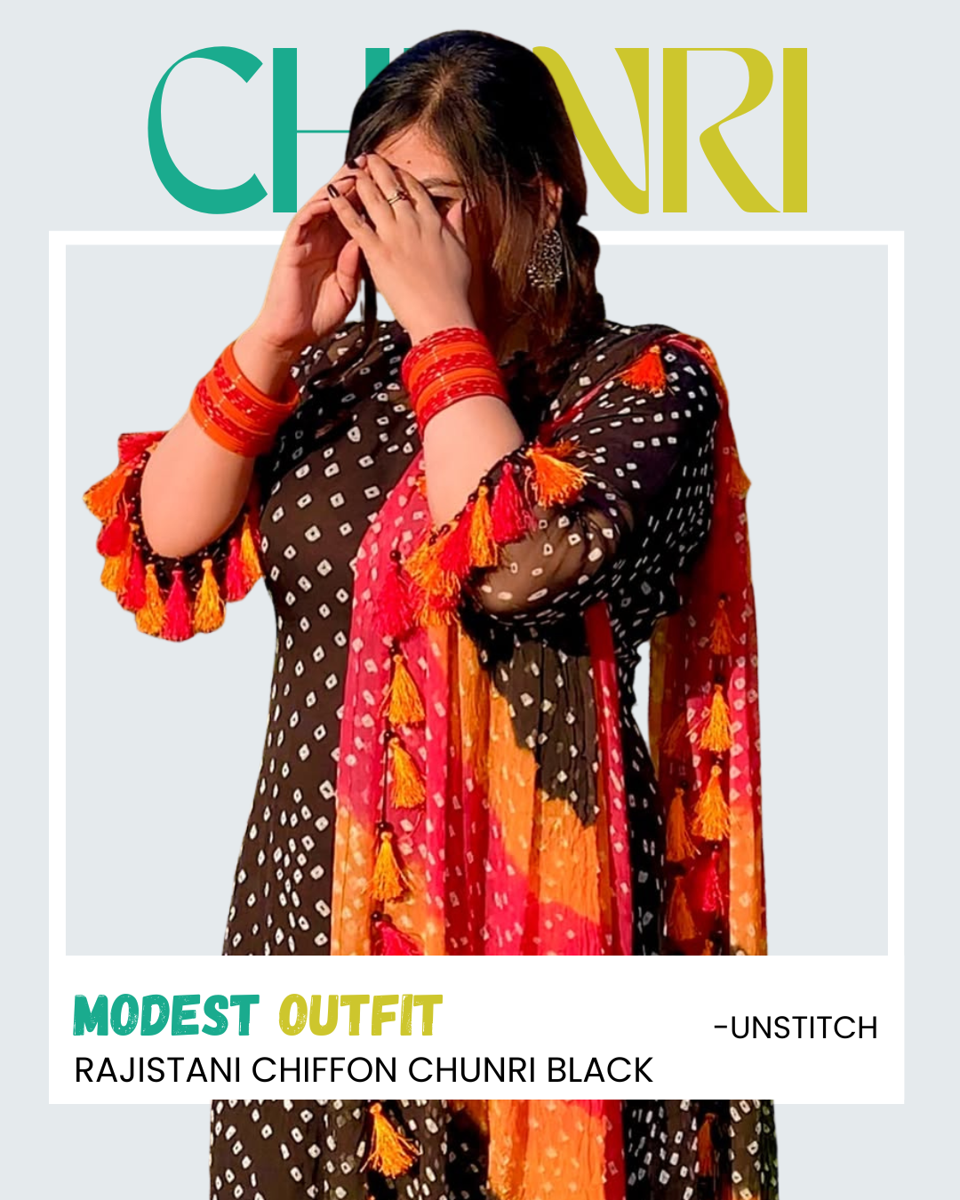 Rajistani Chunri Chiffon Black Colour