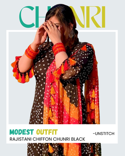 Rajistani Chunri Chiffon Black Colour