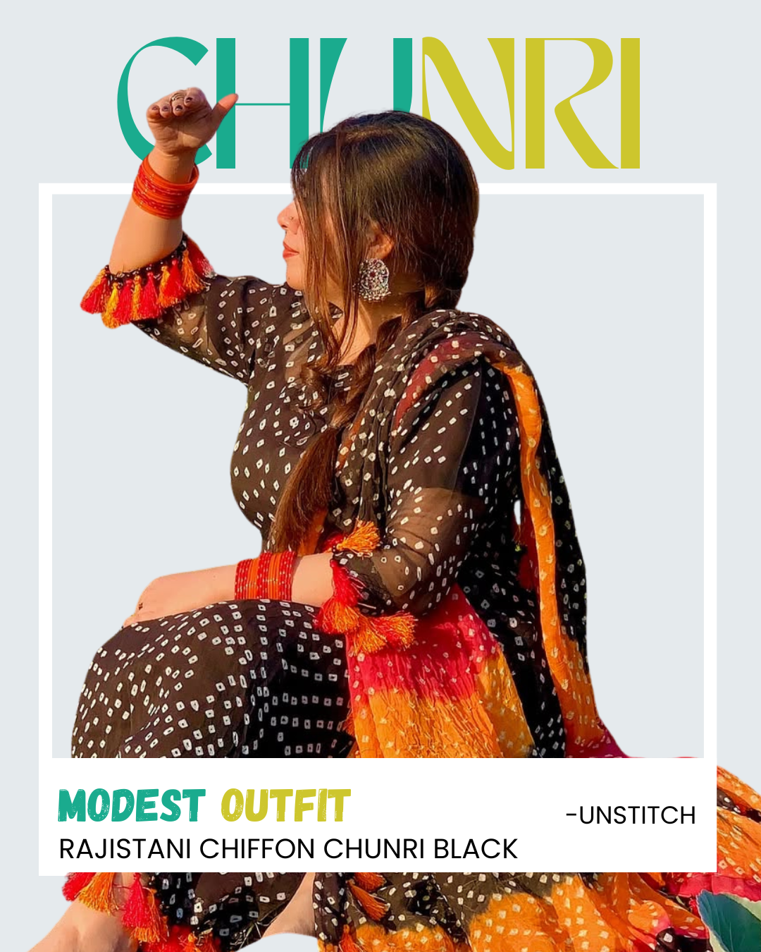 Rajistani Chunri Chiffon Black Colour