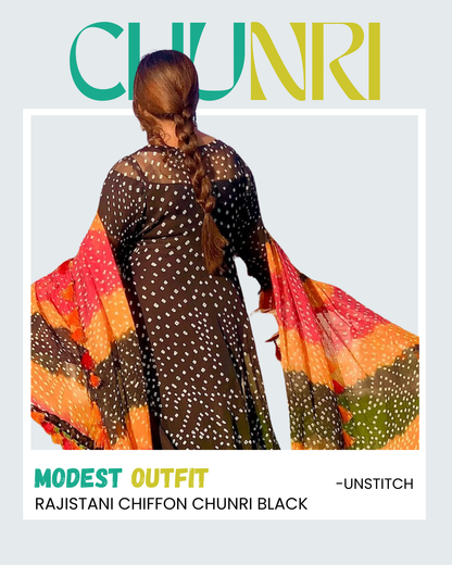 Rajistani Chunri Chiffon Black Colour